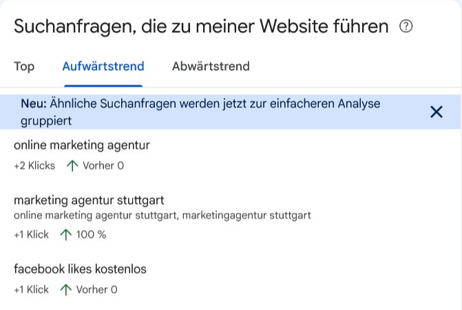 Search Console: Suchanfragen, die zur Website führen