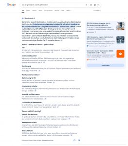 AI Summary Was ist Generative Search Optimization Gesamtsicht
